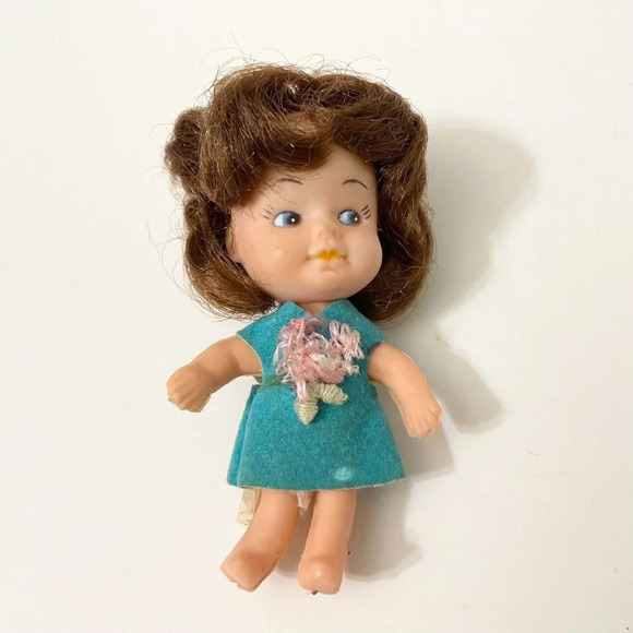 Vtg Gold Farb Novelty Doll Liddle Kiddle Kiddles Clone Flaws 2.5 Inch Tall - Picture 1 of 13